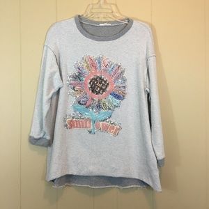 Easel | Sunflower Oversized Sweatshirt | Gray